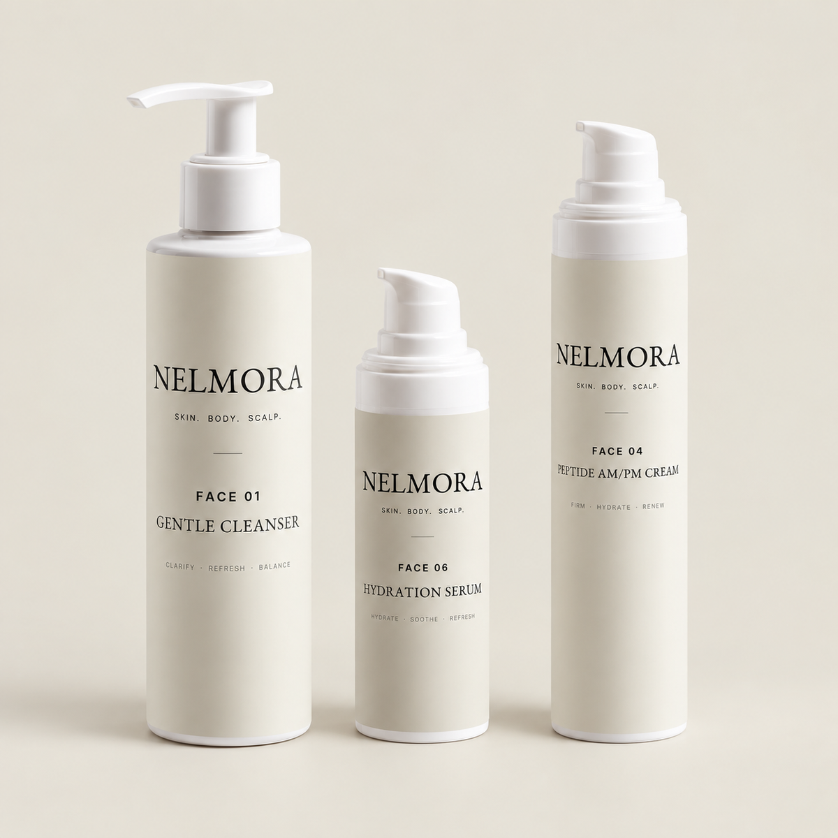 The Daily Face Ritual — Gentle Cleanser, Hydration Serum en Peptide AM/PM Cream