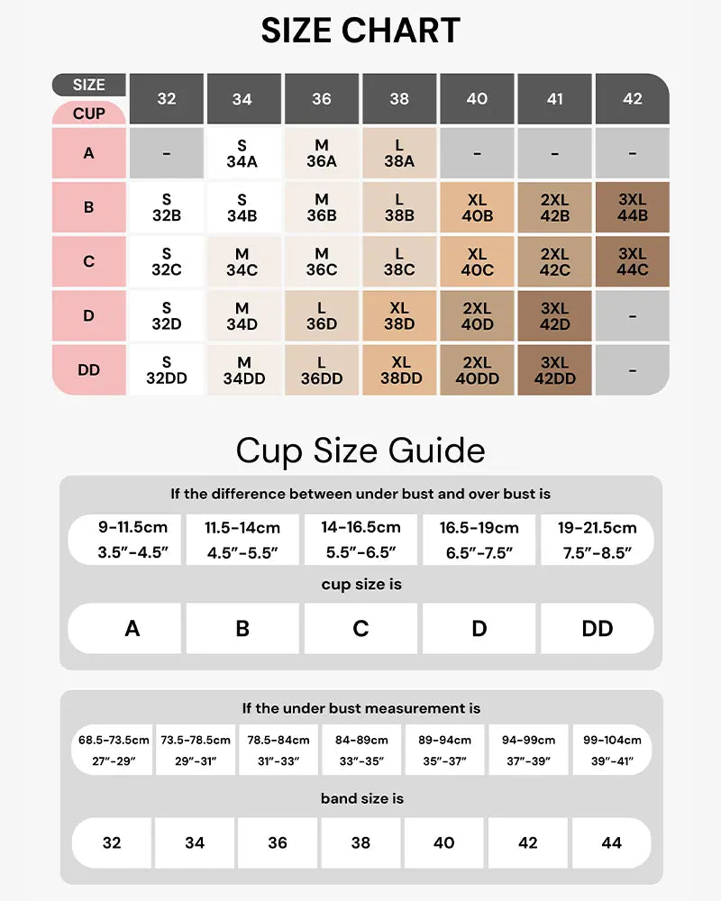 Size guide for the Jelly-Sculpt Comfort Invisible Bra