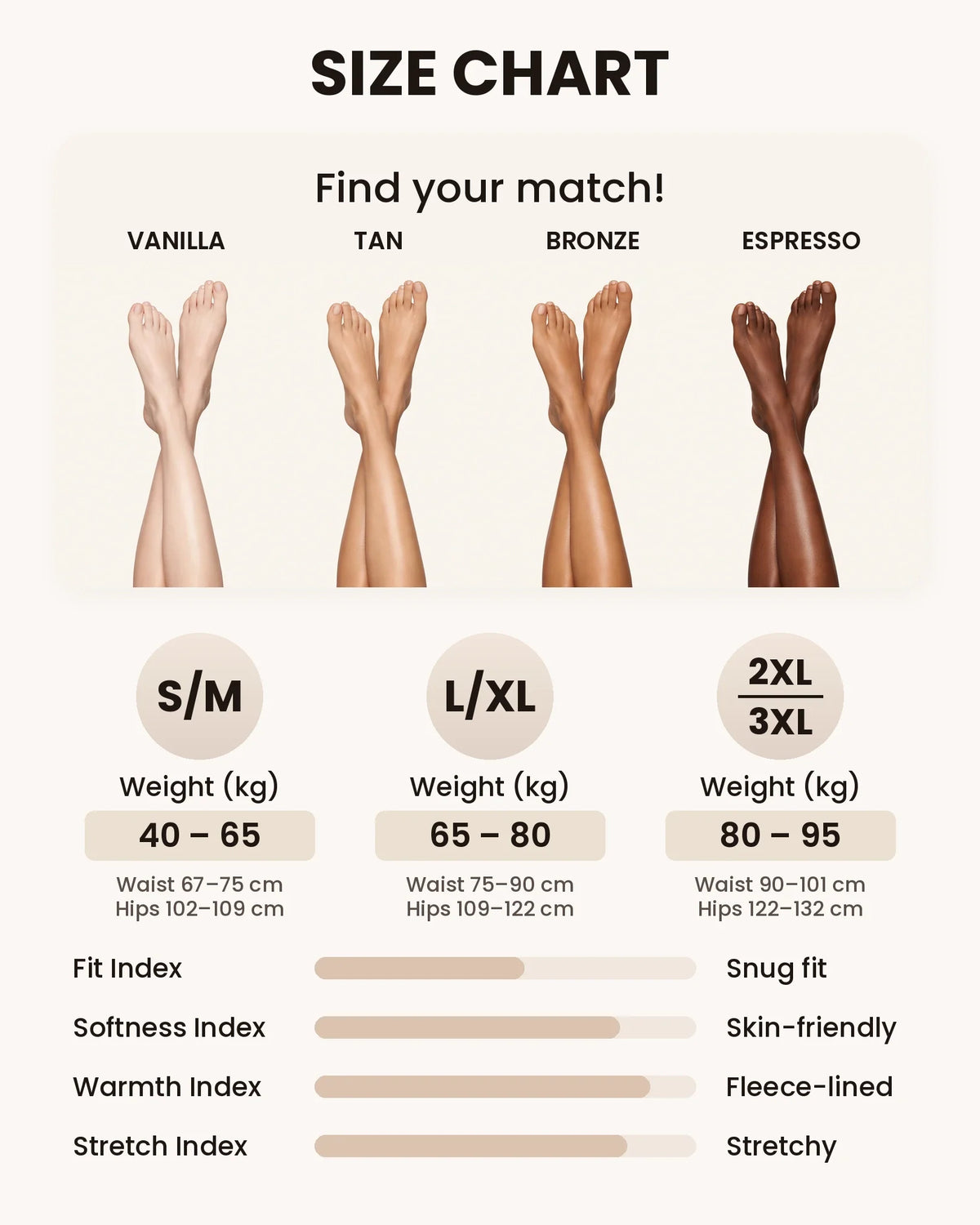 Size guide for this product